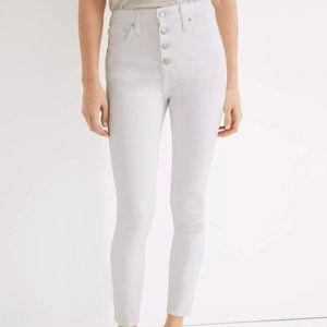 Madewell 10" High-Rise Skinny Crop Jeans in Pure White: Button-Front Edition